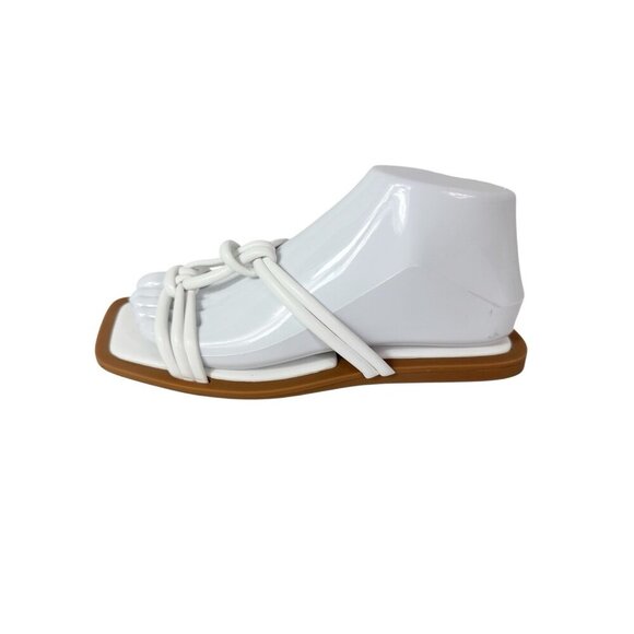 Azalea Wang Women's 7 Stetson White Slip On Square Toe Knot Sandals New 0179 - Picture 2 of 14